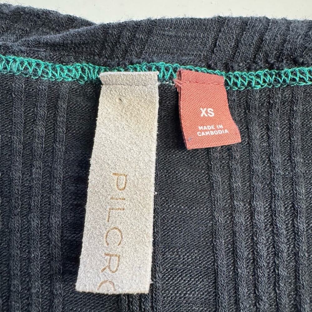 Anthropologie Pilcro Women’s Cotton Blend Black Ribbed Racerback Stretch Tank XS - Picture 2 of 5